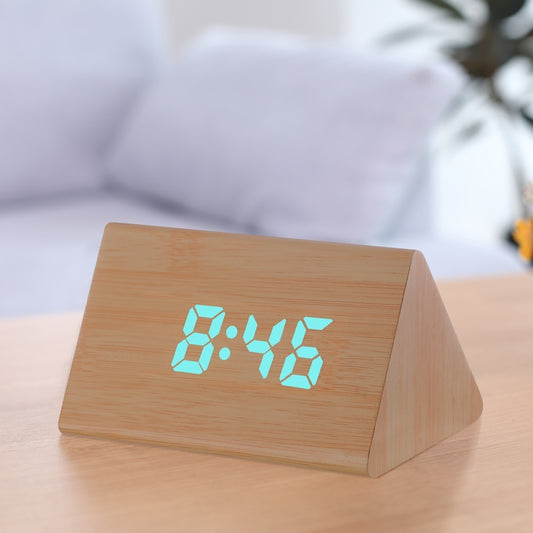 115 Colors Full Color Bamboo Wood Triangle Alarm Clock