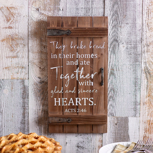 They Broke Bread In Their Home Wall Sign, All Seasons, Home Decor, Decorative Accessories, 1 Piece - 8" x 16"