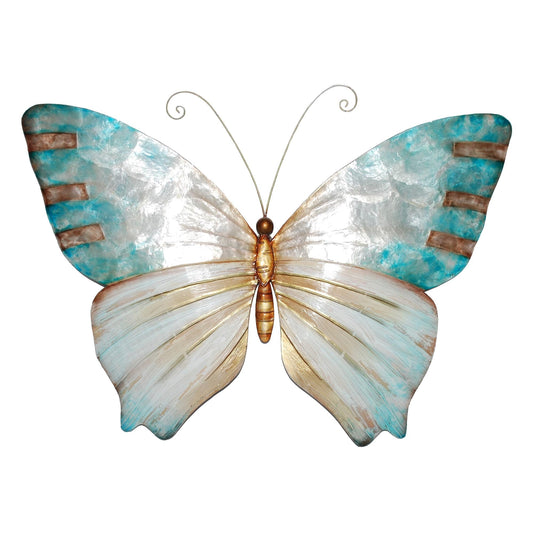 Butterfly Wall Decor Pearl And Soft Aqua (m2004) - 1 x 18 x 13