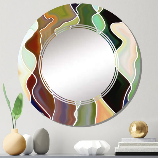 Designart 'Abstract Colorful Female Curves' Printed Glam Wall Mirror