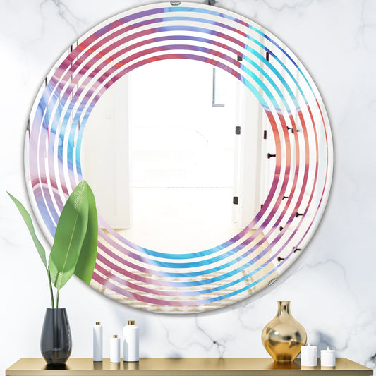 Designart 'Abstract Marbled Background' Printed Modern Round or Oval Wall Mirror - Wave - Multi