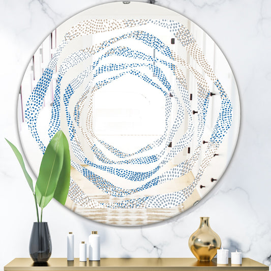 Designart 'Abstract Retro Design I' Printed Modern Round or Oval Wall Mirror - Whirl