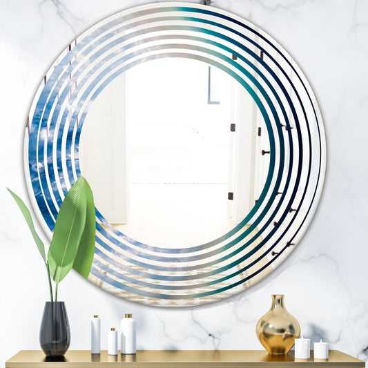Designart 'Agate beautiful colorful slices and texture' Printed Modern Round or Oval Wall Mirror - Wave