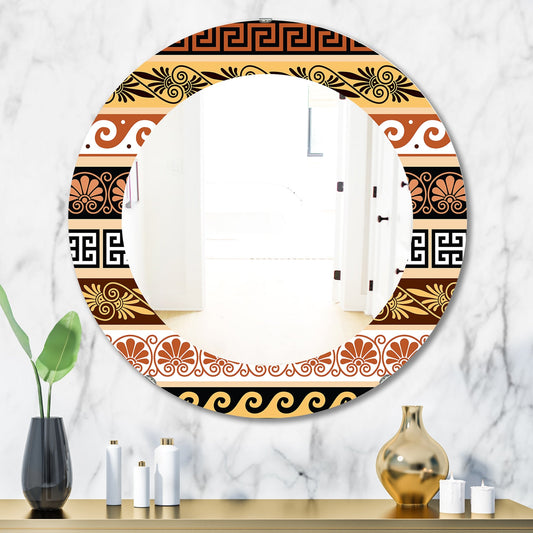 Designart 'Ancient Patterns' Printed Traditional Oval or Round Wall Mirror