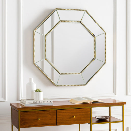 Estela Classic Gold 35-inch Hexagon Mirror - 35"H x 35"W