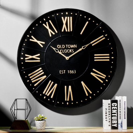Glitzhome Modern Farmhouse Metal Enamel Wall Clock