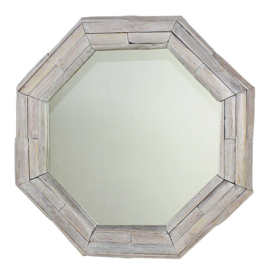 Haussmann® Mirror NE Teak Octagon Branch 34 in (26 x 26) Agate Grey - Agate Grey Oil - 34" x 34"