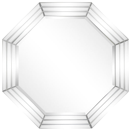 Multi Faceted Octagon Wall Mirror, Ready to Hang 32 in. x 32 in. - Clear - 32 in. x 1.38 in. x 32 in.