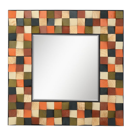 MacLuu Square Wood Decorative Wall Mirror - Multi-Color - 29.92" x 29.92"