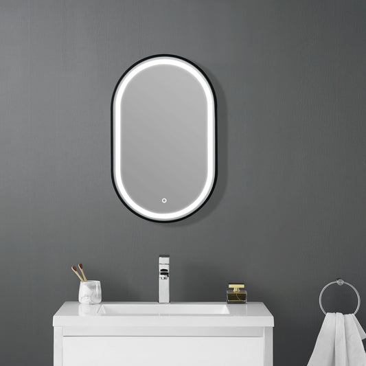 OVE Decors Amani 20 in. x 32 in. Oval LED Mirror in Black finish