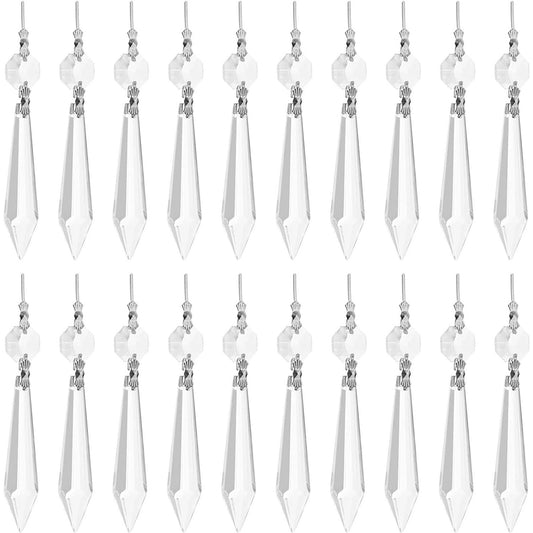 Replacement Clear Chandelier Icicle Crystal Prisms (38mm, 20 Pack)