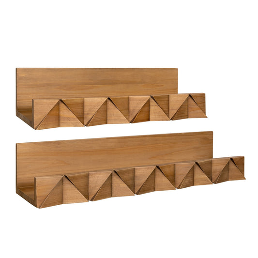 Set of Two 3D Wooden Ledge Wall Shelves